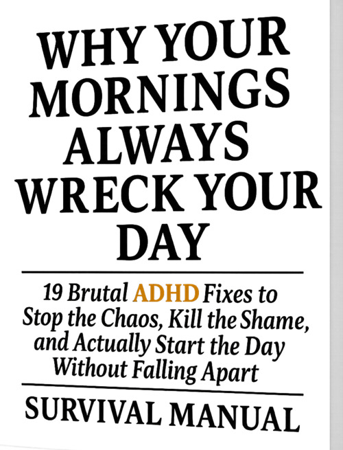 Manual cover for Why Your Mornings Always Wreck Your Day — 19 ADHD strategies for chaos-free mornings and calmer starts